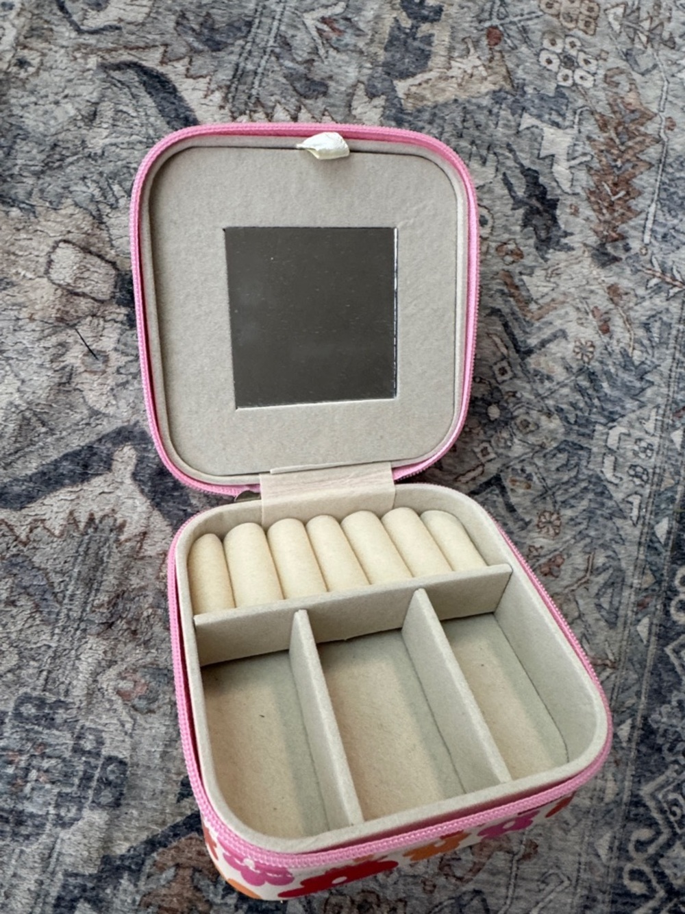 Pink Travel Jewelry Organizer Case